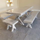 10 SEATER SEMI OUTDOOR CROSS SET IN RUSTIC