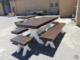 8 Seater Crossed White and Brown Combo Set