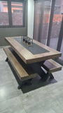 10 Seater Dark Oak and Black Legs Crossed Legs Set